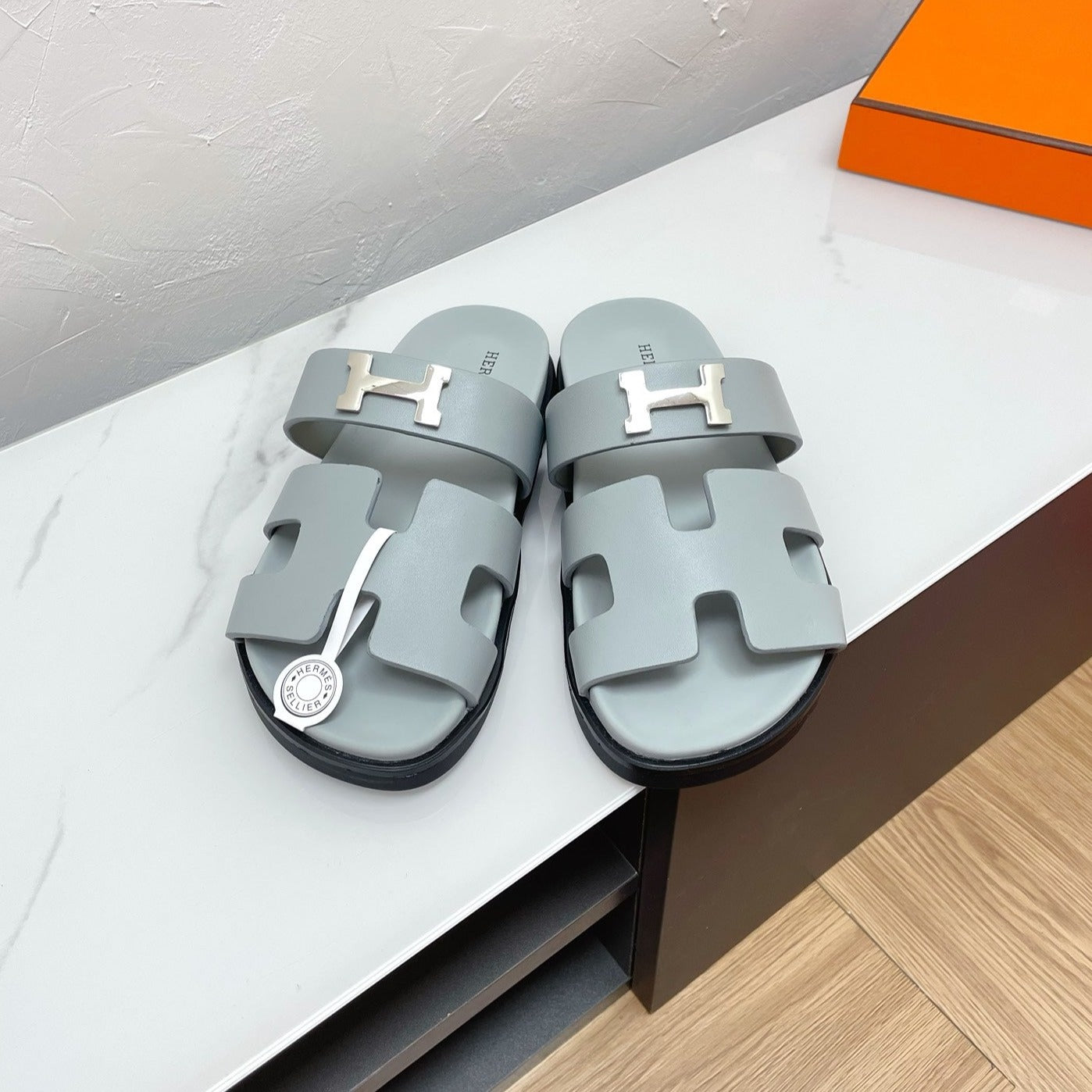 CHYPRE SANDAL PASTEL BLUE LAMBSKIN WITH H BUCKLE - 34