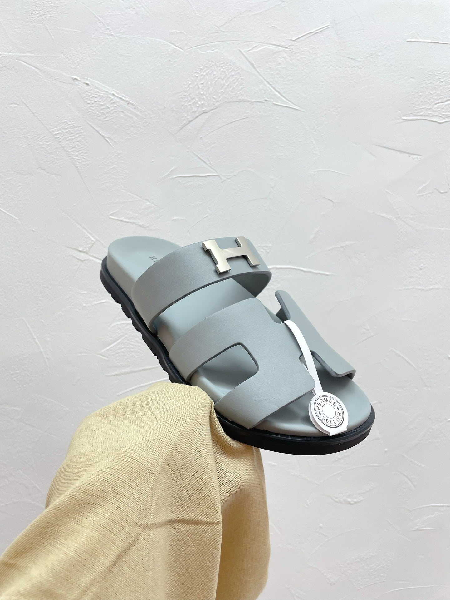 CHYPRE SANDAL PASTEL BLUE LAMBSKIN WITH H BUCKLE - 34
