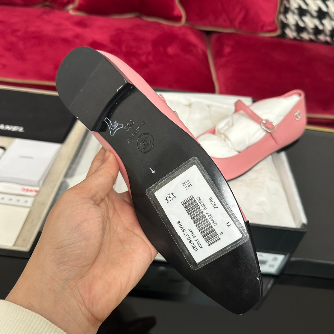 MARY JANE HOT PINK CALFSKIN AND BLACK SATIN - 35
