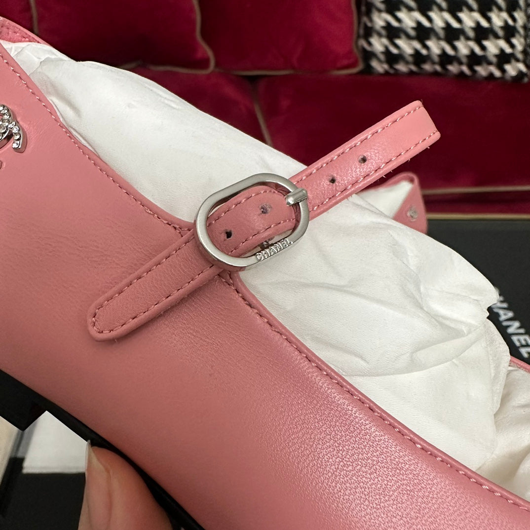 MARY JANE HOT PINK CALFSKIN AND BLACK SATIN - 35