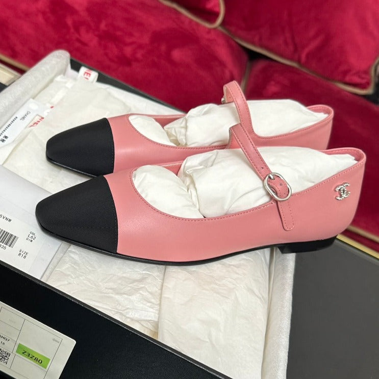 MARY JANE HOT PINK CALFSKIN AND BLACK SATIN - 35