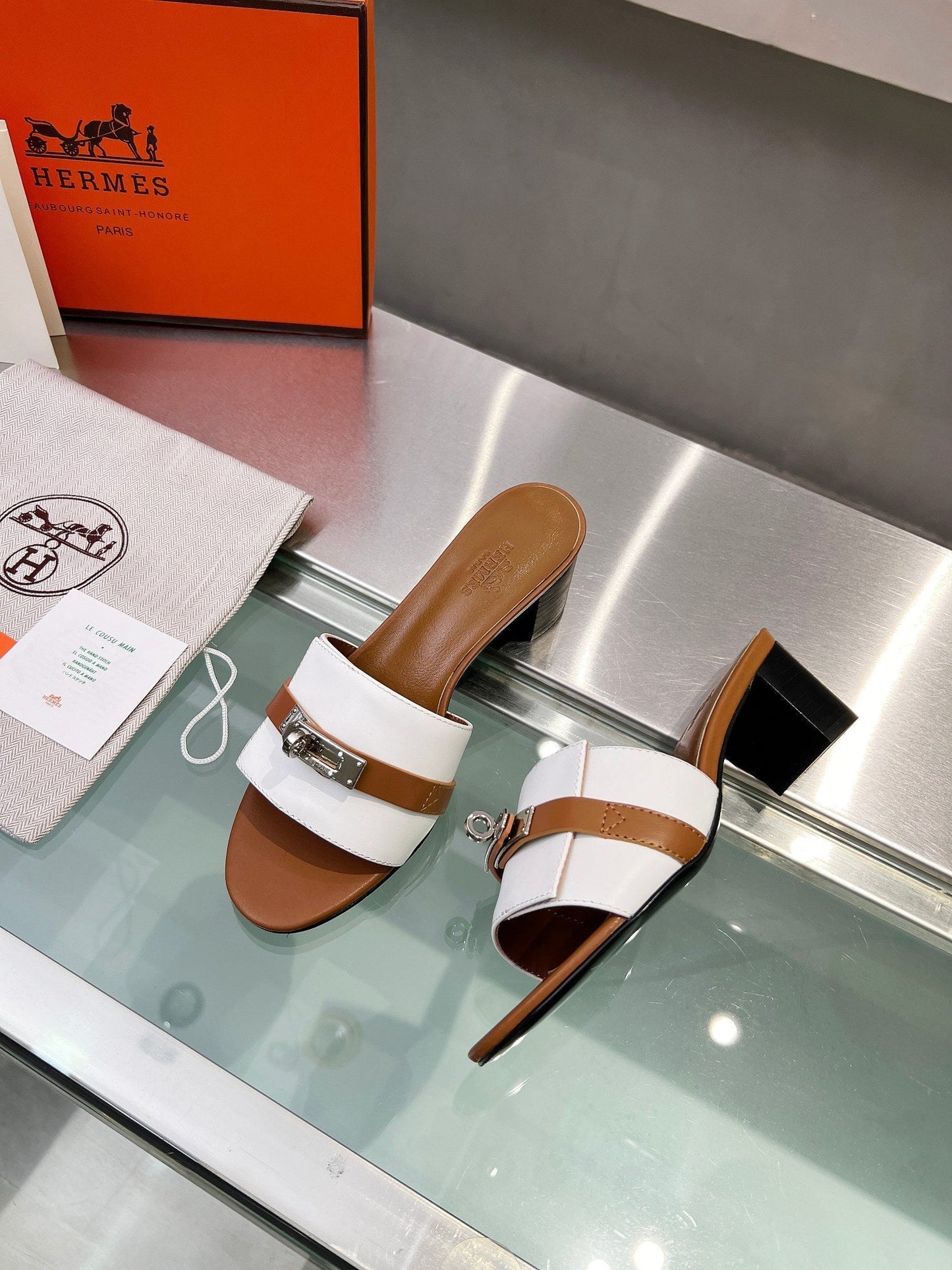 GIGI 50 SANDAL TAWNY MIX WHITE CALFSKIN - 35