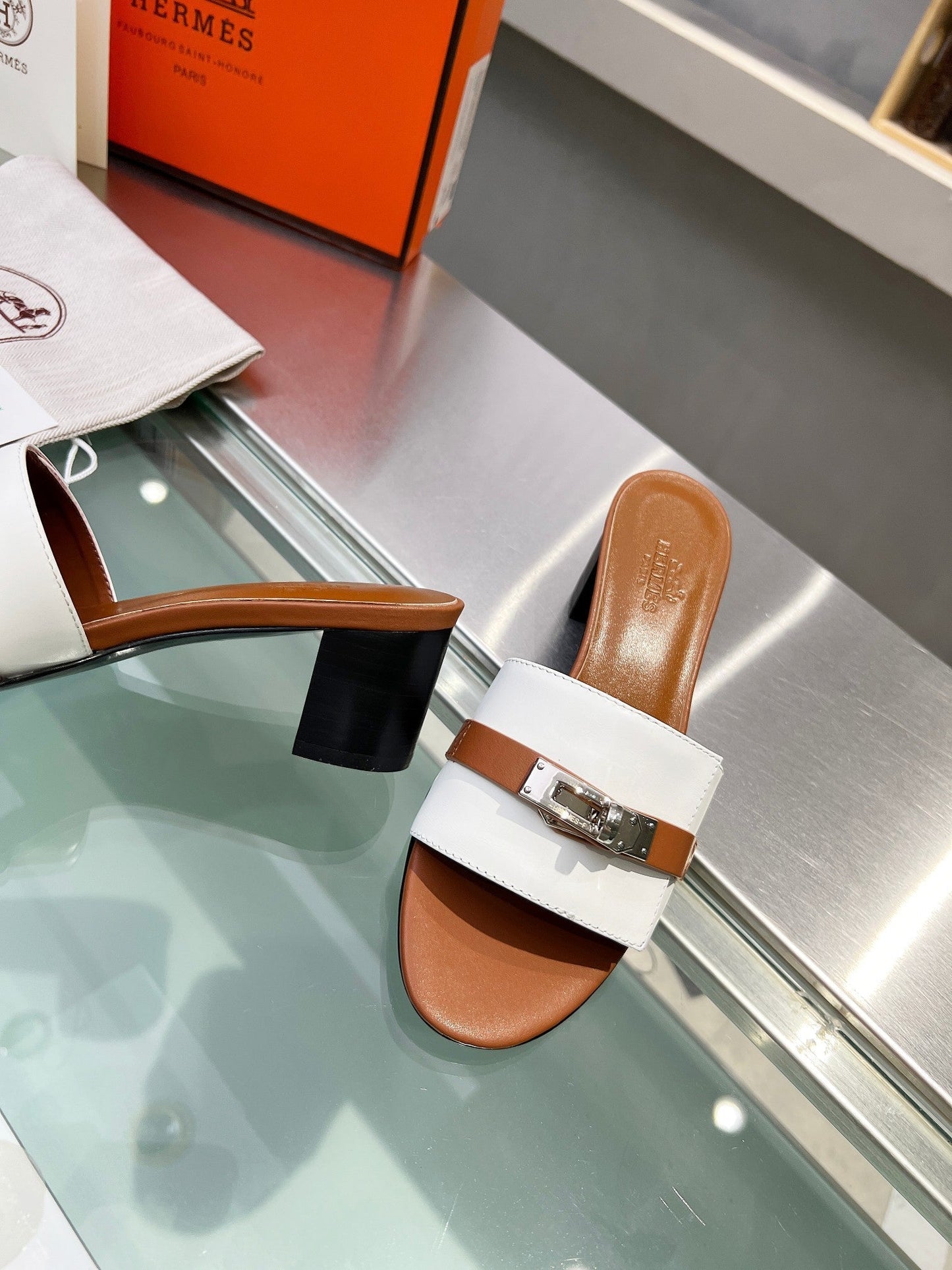 GIGI 50 SANDAL TAWNY MIX WHITE CALFSKIN - 35