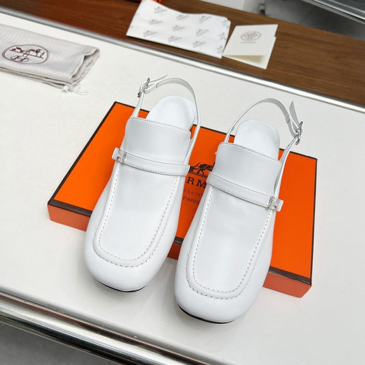SQUARE TOE SLINGBACK SNOW CALFSKIN - 35