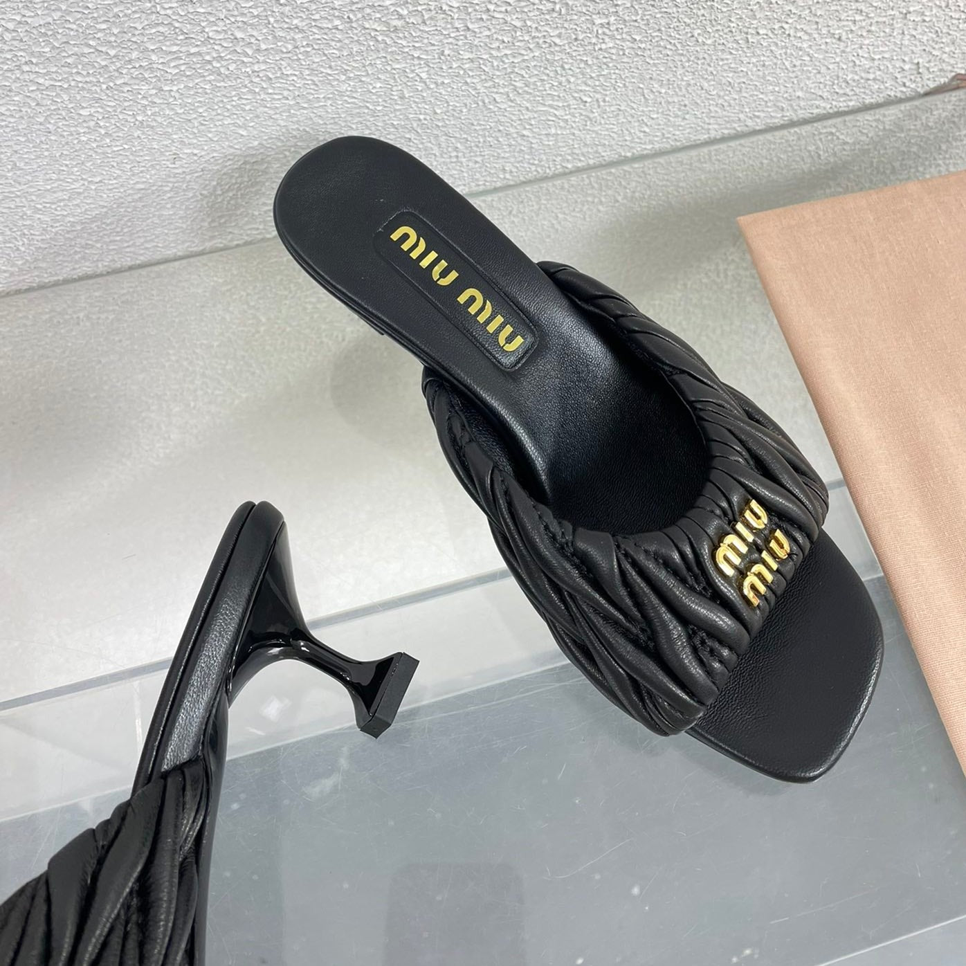 Women's Mid - Heel Black Leather Stylized - 35