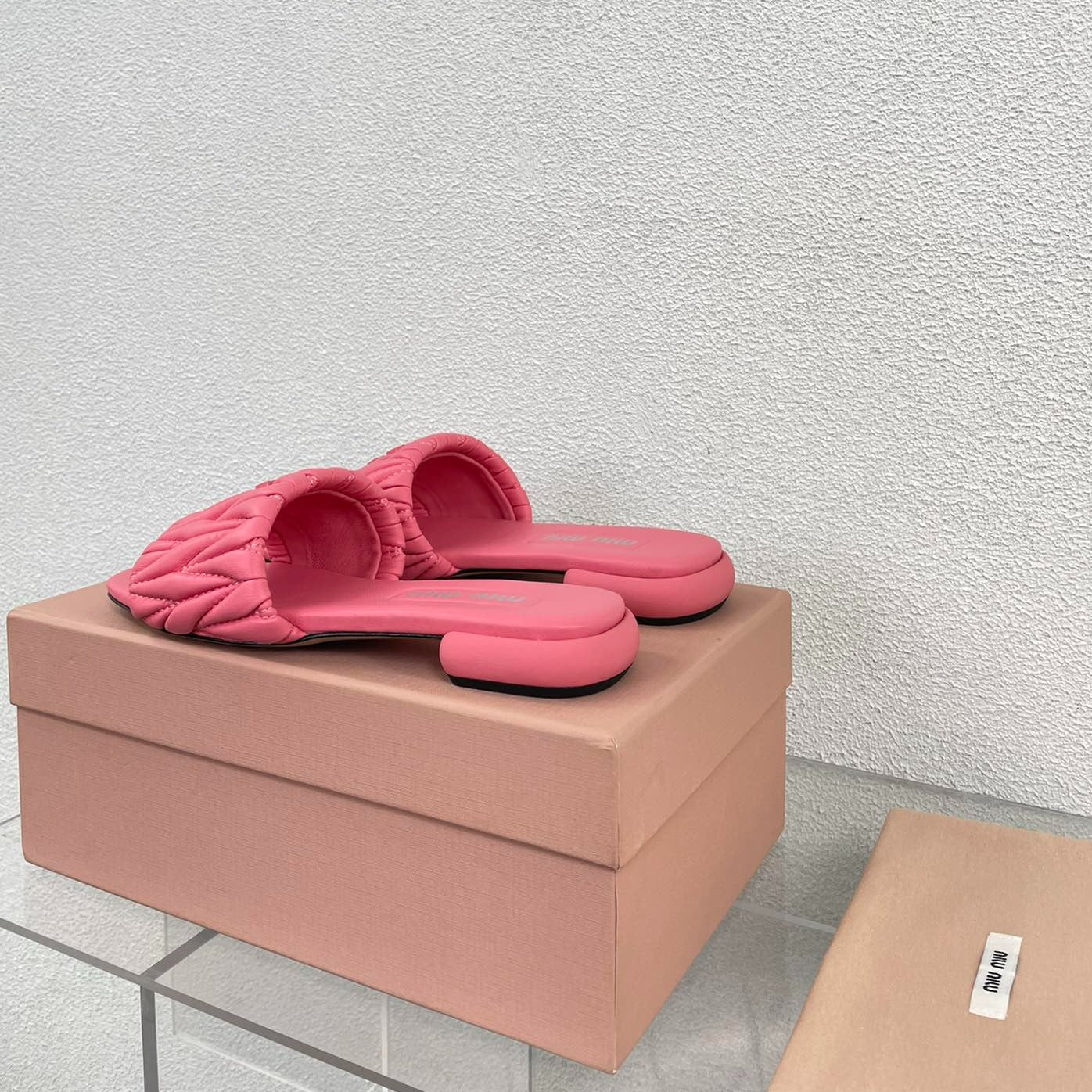 Women's Rose Red Leather Slippers - 35