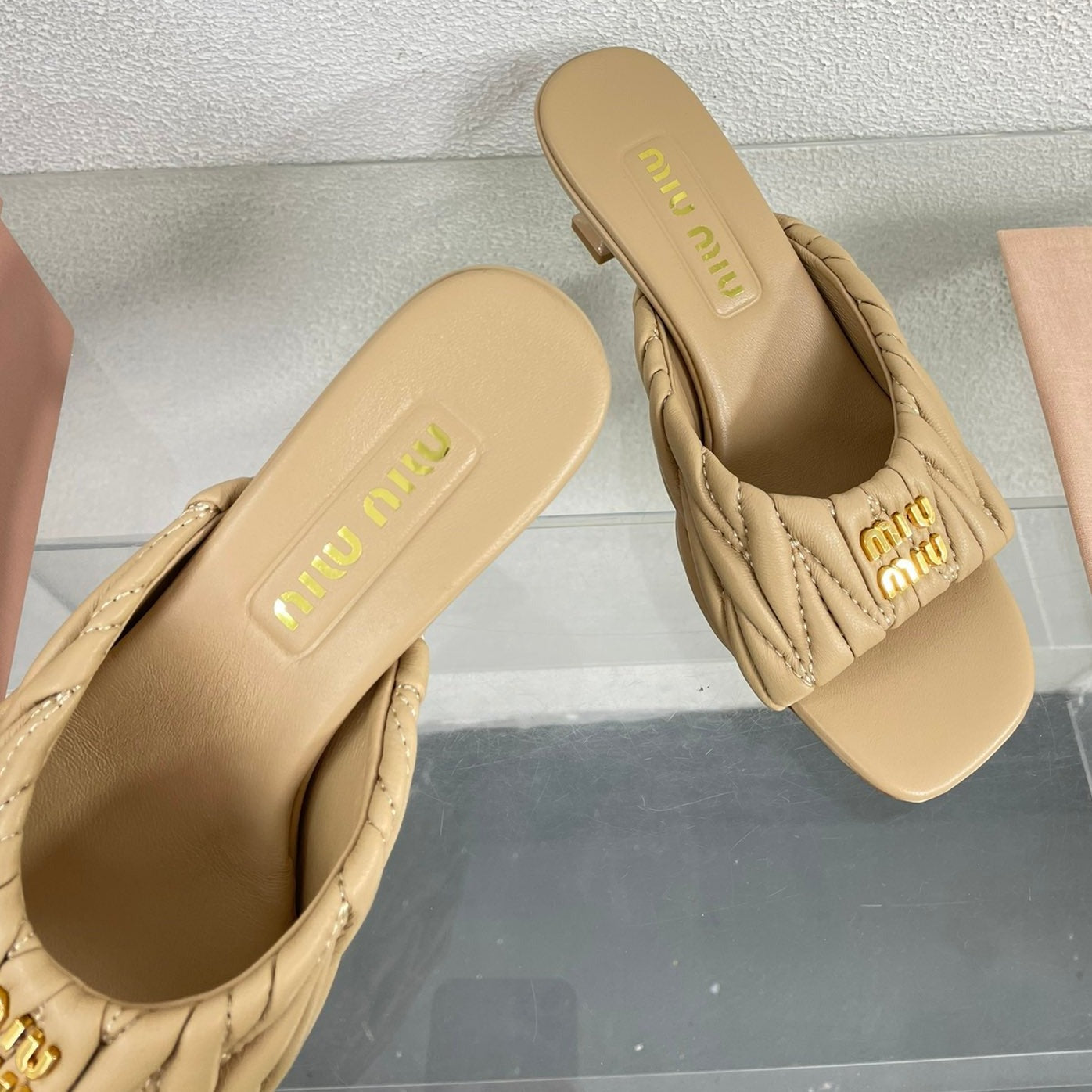 Women's Mid - Heel Apricot Leather Stylized - 35