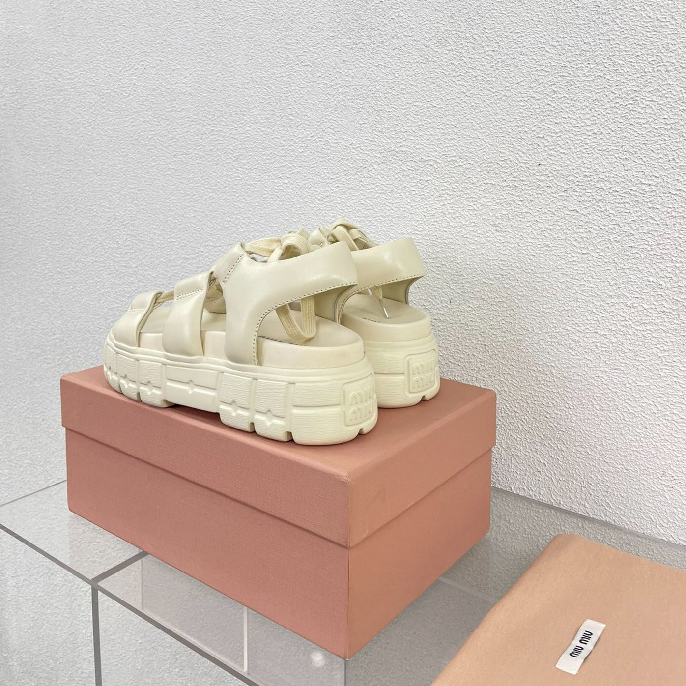 Roman Strap Thick-Soled Cream Sandals - 35