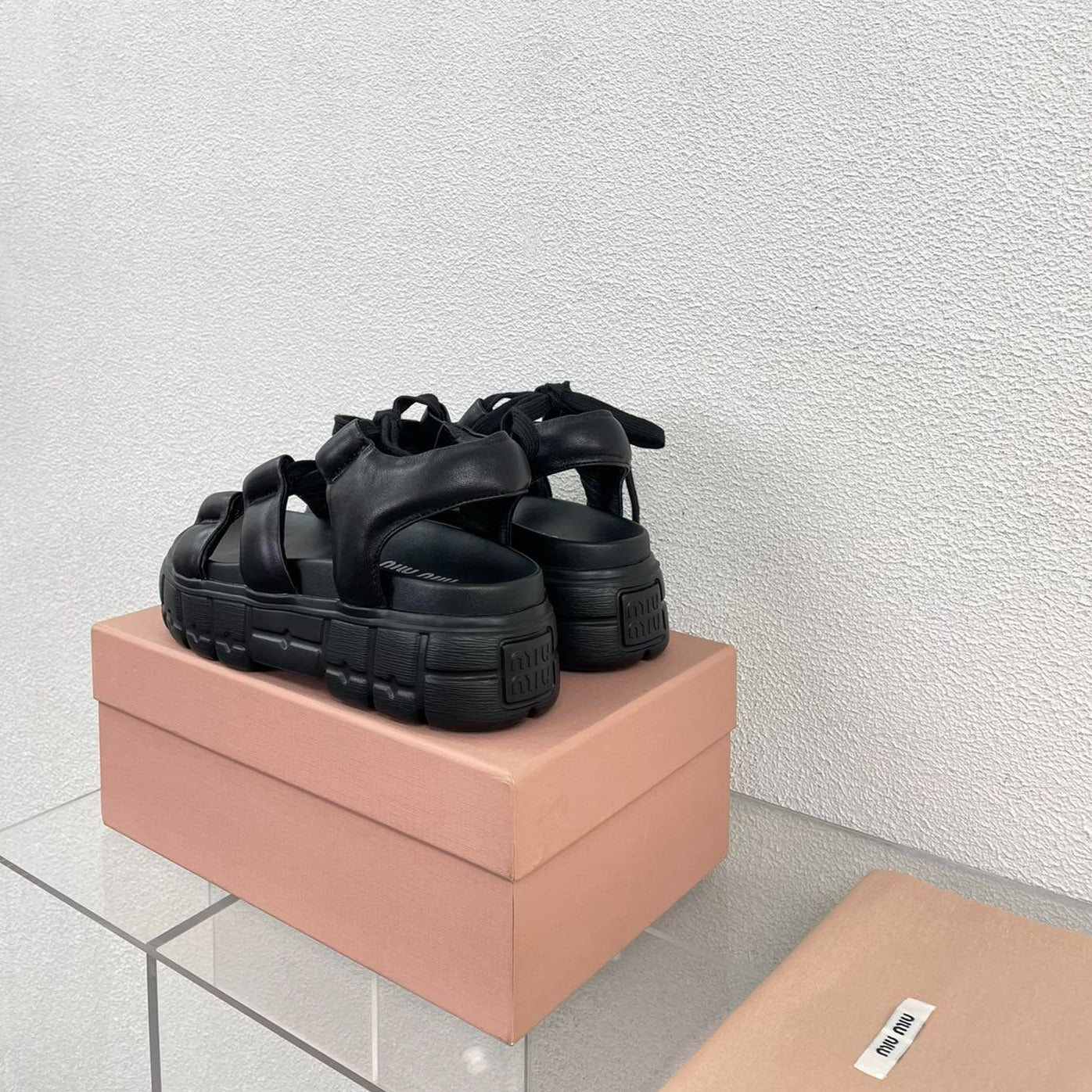 Roman Strap Thick-Soled Black Sandals - 35