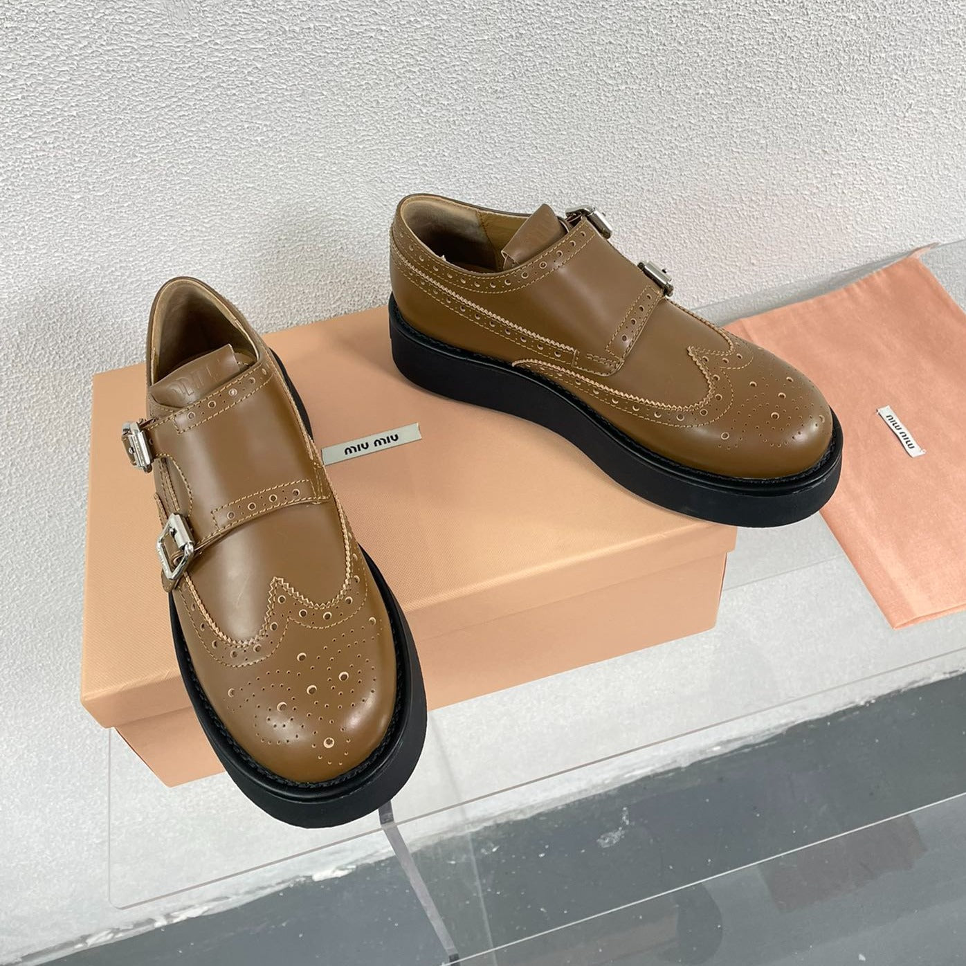 Baroque Thick-Soled Oxford Shoes Cider Calfskin - 35