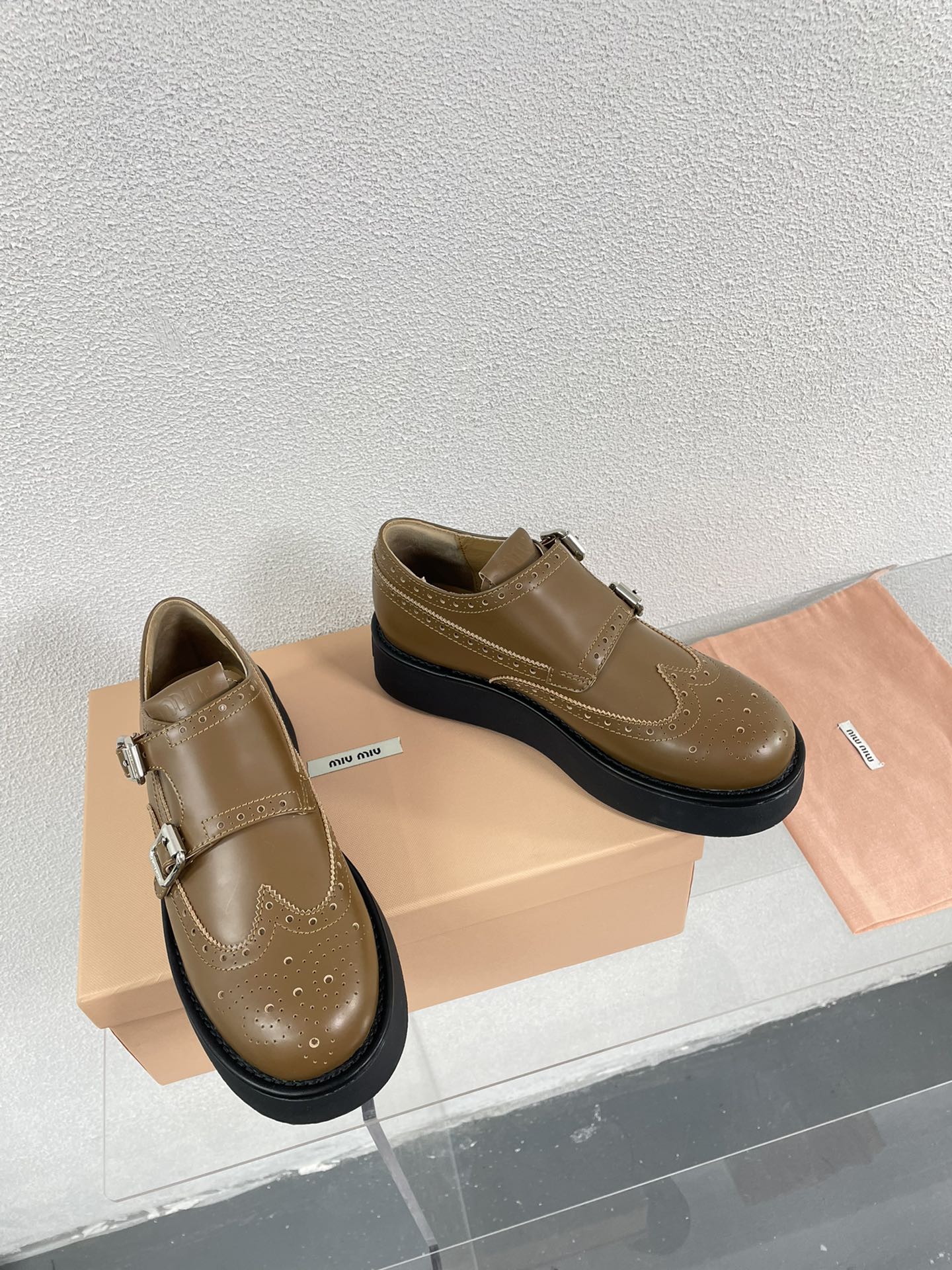 Baroque Thick-Soled Oxford Shoes Cider Calfskin - 35