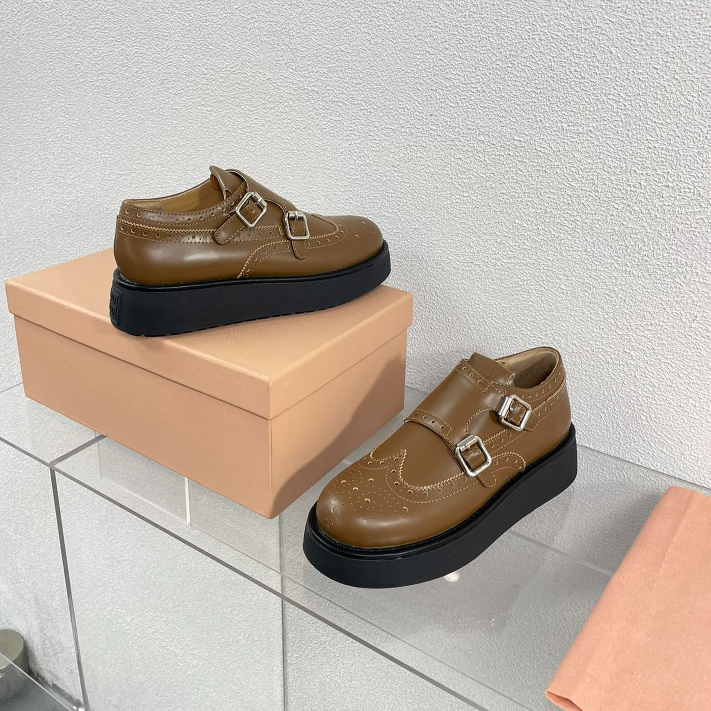 Baroque Thick-Soled Oxford Shoes Cider Calfskin - 35