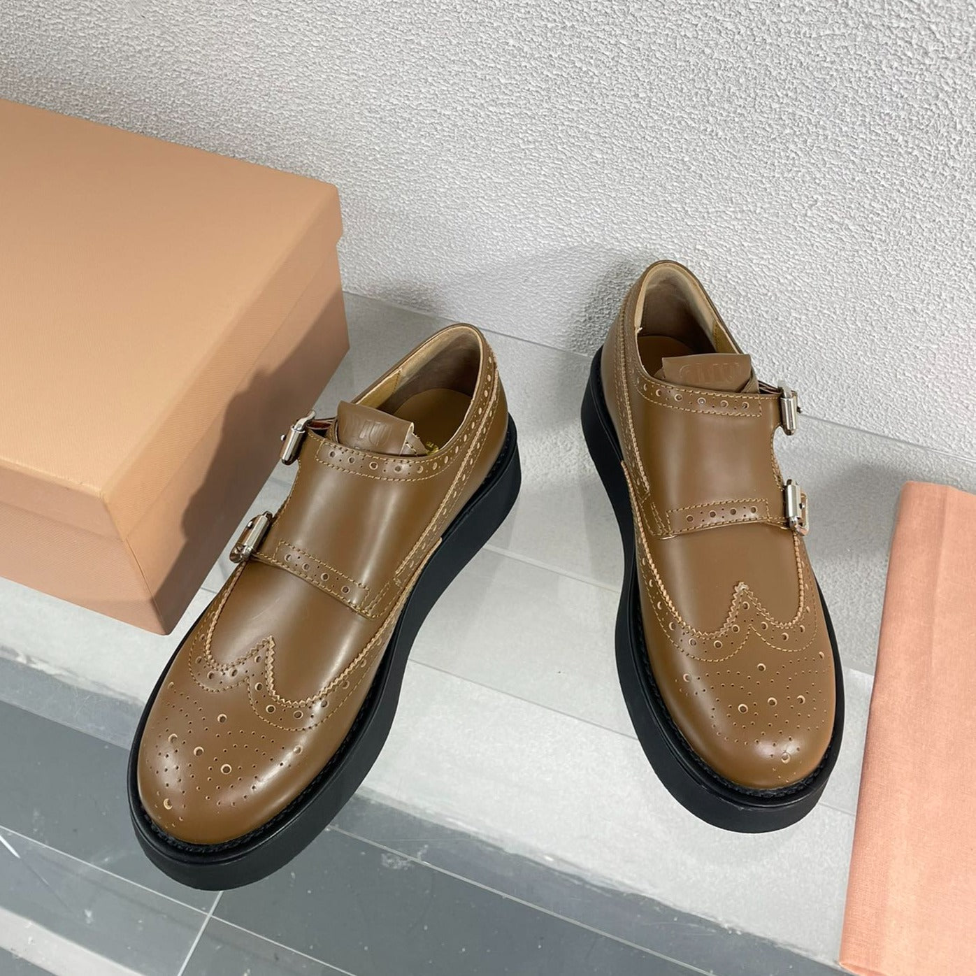 Baroque Thick-Soled Oxford Shoes Cider Calfskin - 35