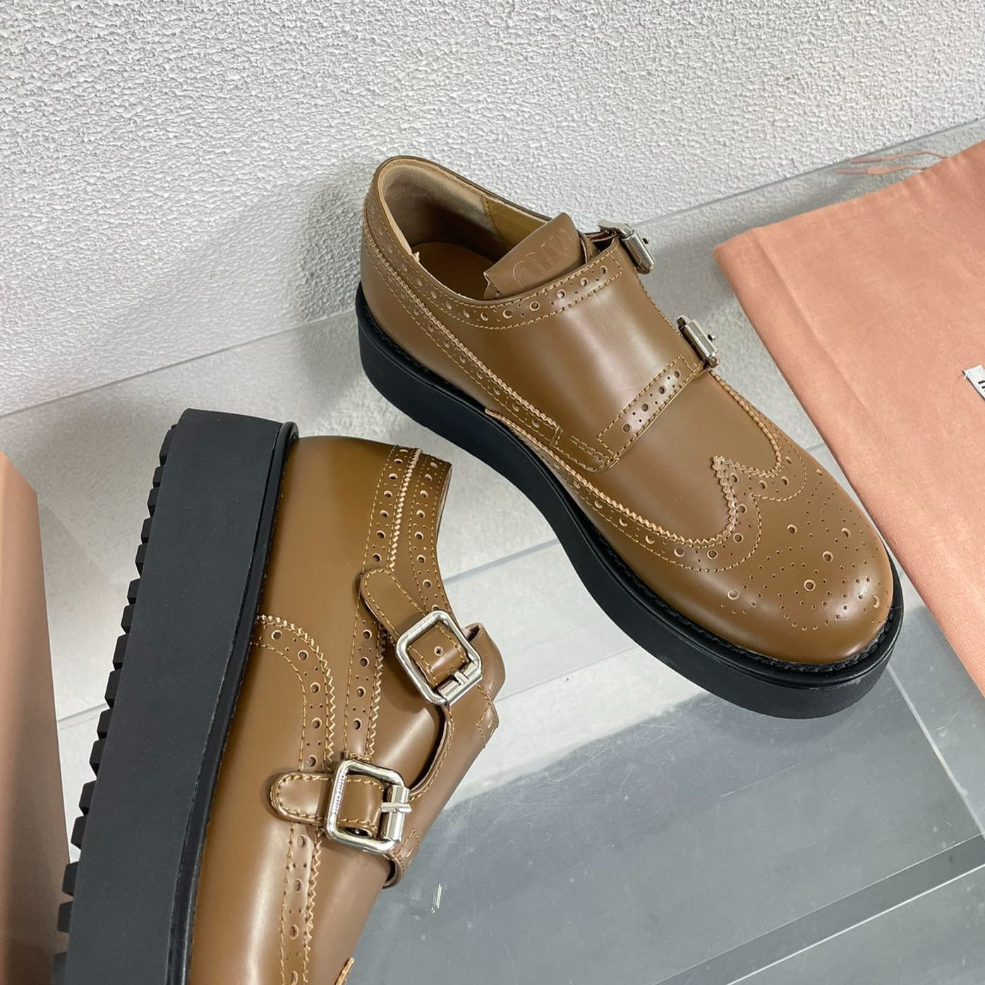Baroque Thick-Soled Oxford Shoes Cider Calfskin - 35