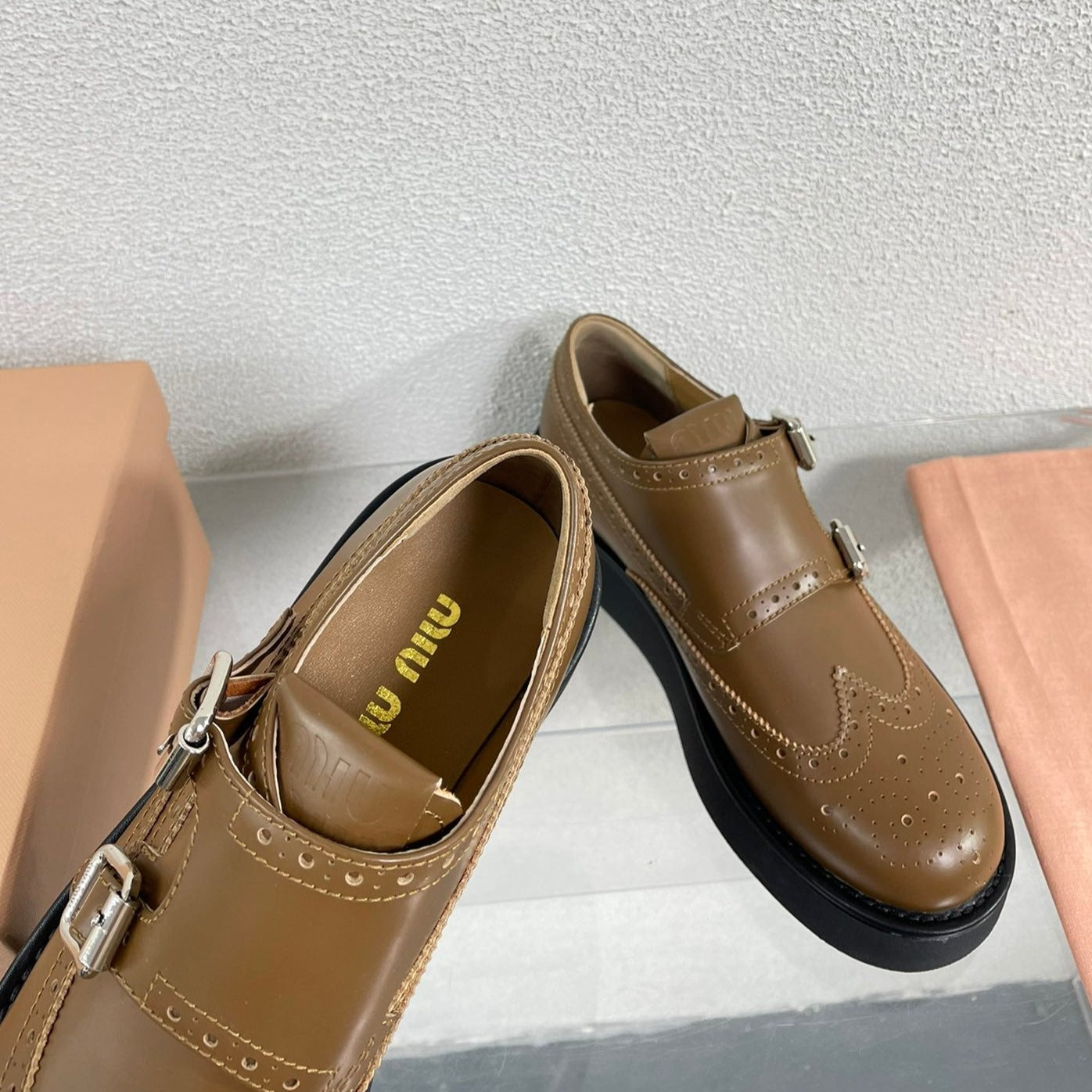 Baroque Thick-Soled Oxford Shoes Cider Calfskin - 35