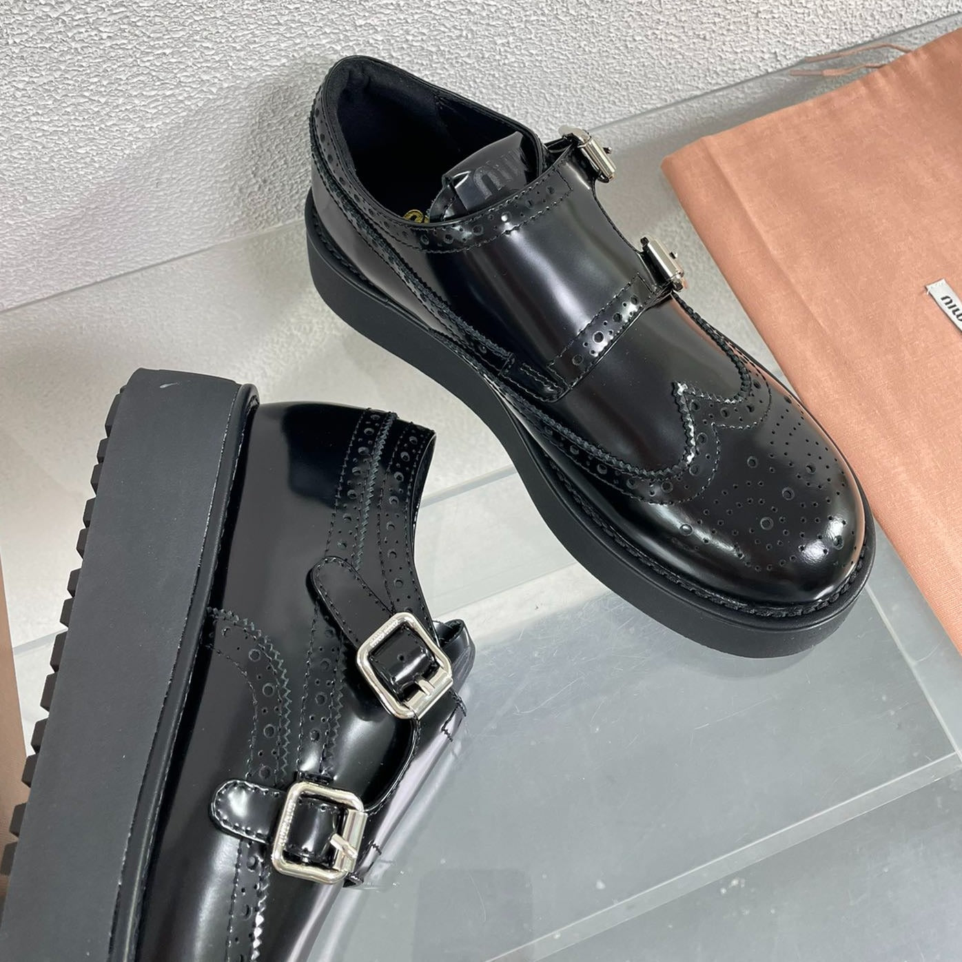 Baroque Thick-Soled Oxford Shoes Black Calfskin - 35