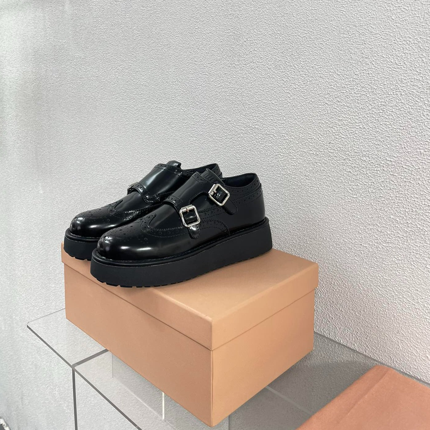 Baroque Thick-Soled Oxford Shoes Black Calfskin - 35