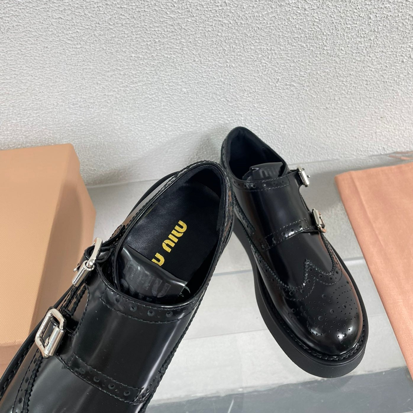 Baroque Thick-Soled Oxford Shoes Black Calfskin - 35
