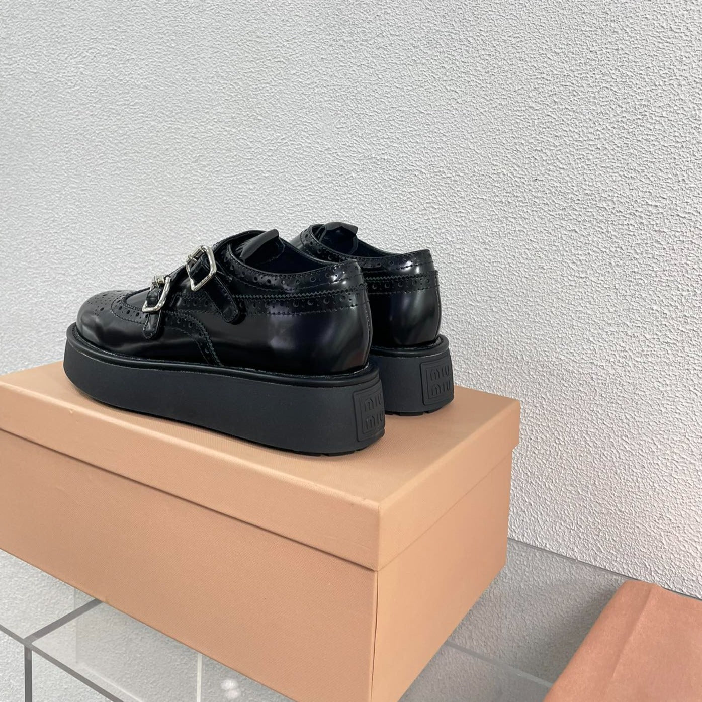 Baroque Thick-Soled Oxford Shoes Black Calfskin - 35