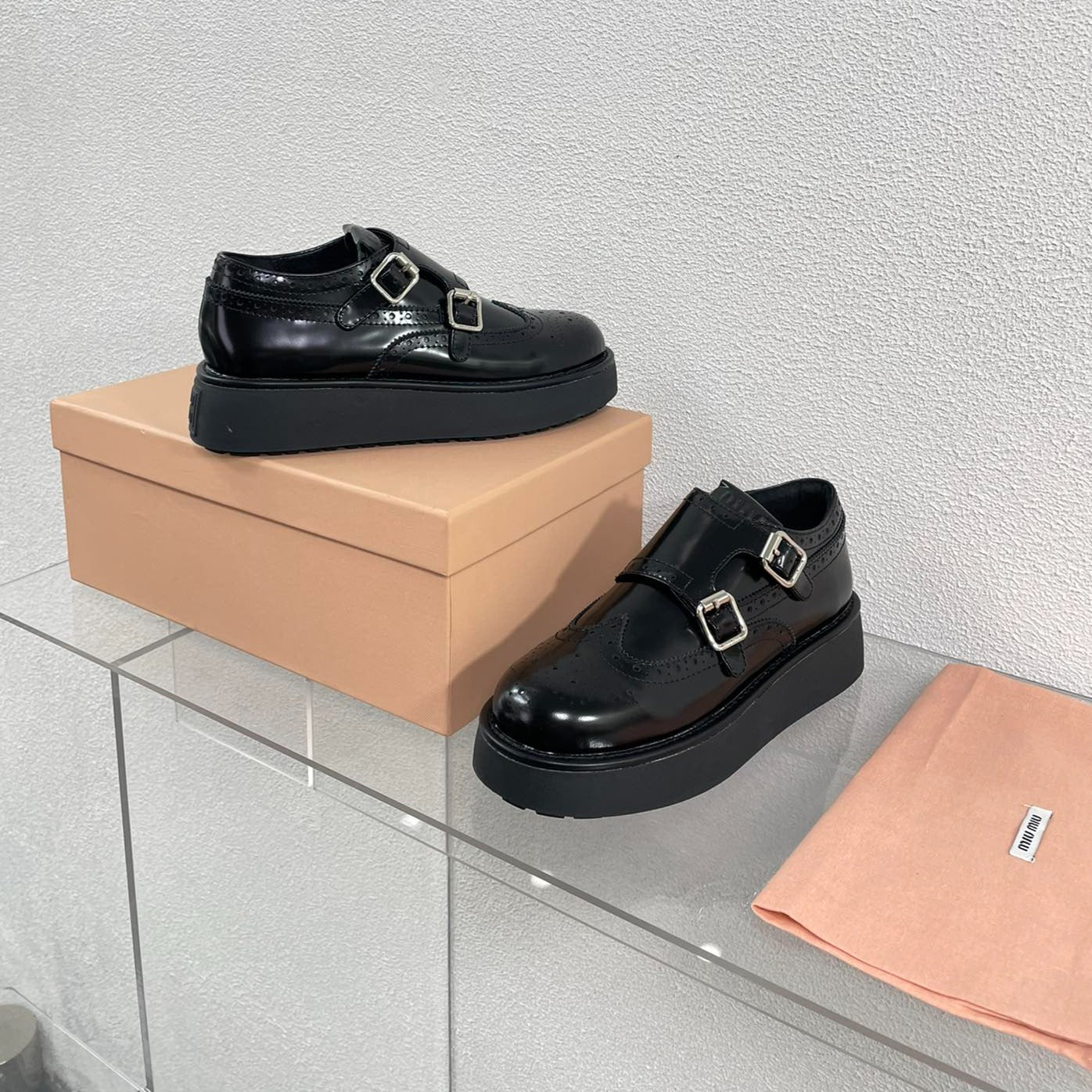 Baroque Thick-Soled Oxford Shoes Black Calfskin - 35