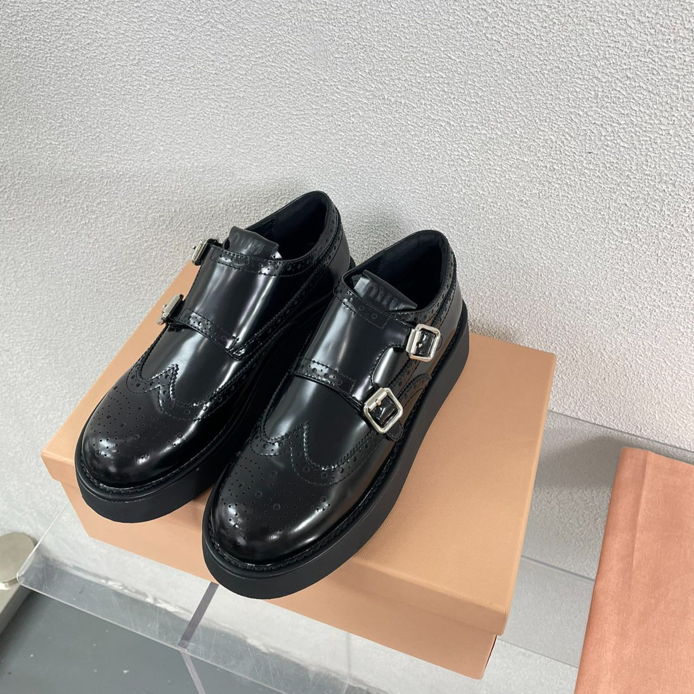 Baroque Thick-Soled Oxford Shoes Black Calfskin - 35