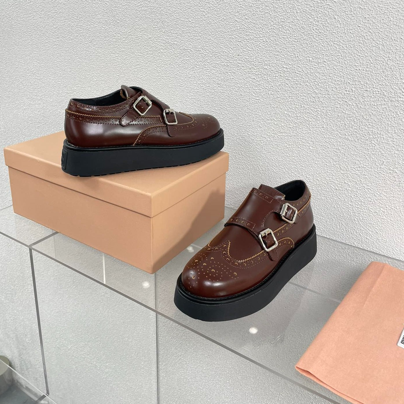 Baroque Thick-Soled Oxford Shoes Walnut Calfskin - 35
