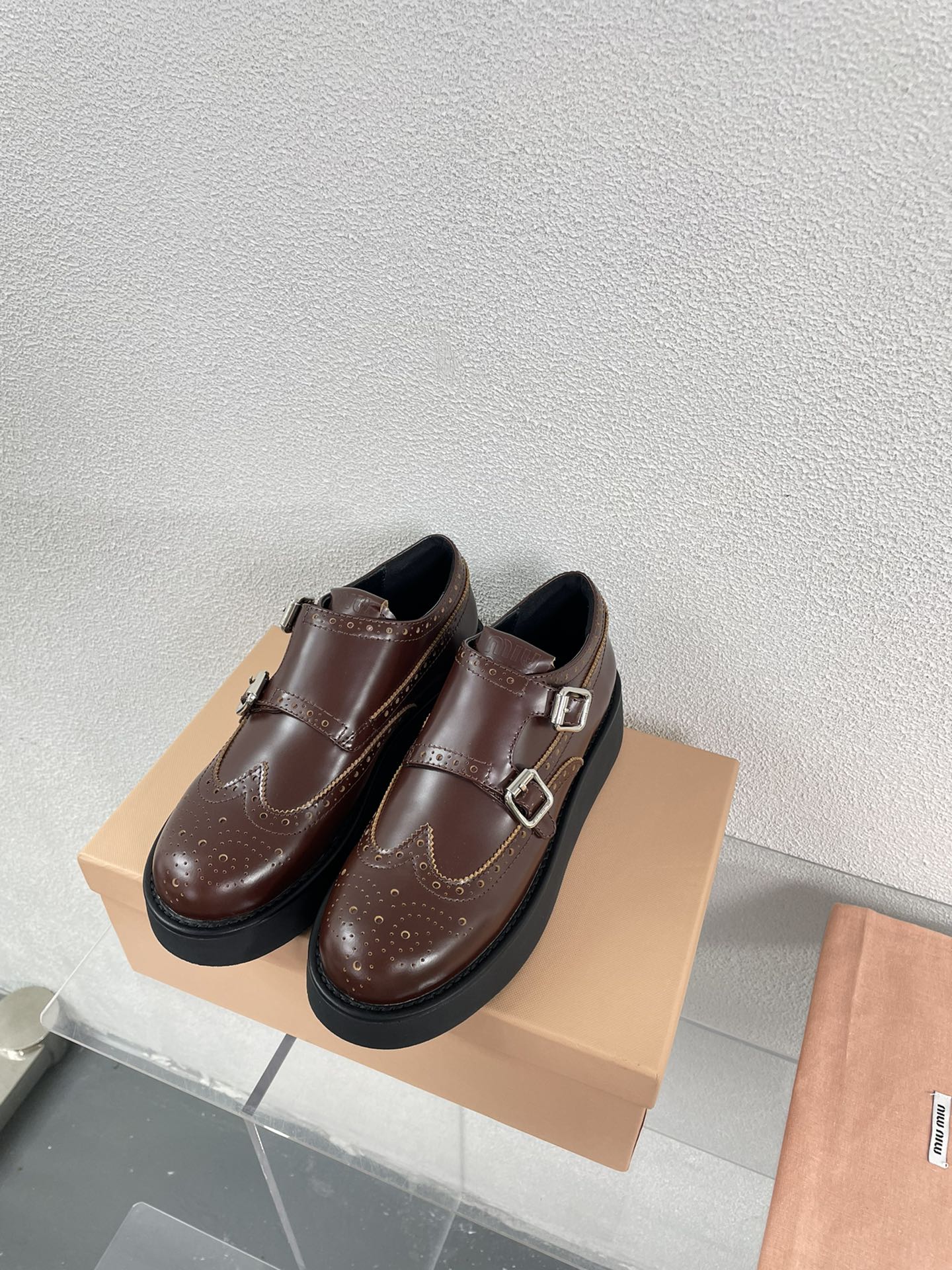 Baroque Thick-Soled Oxford Shoes Walnut Calfskin - 35