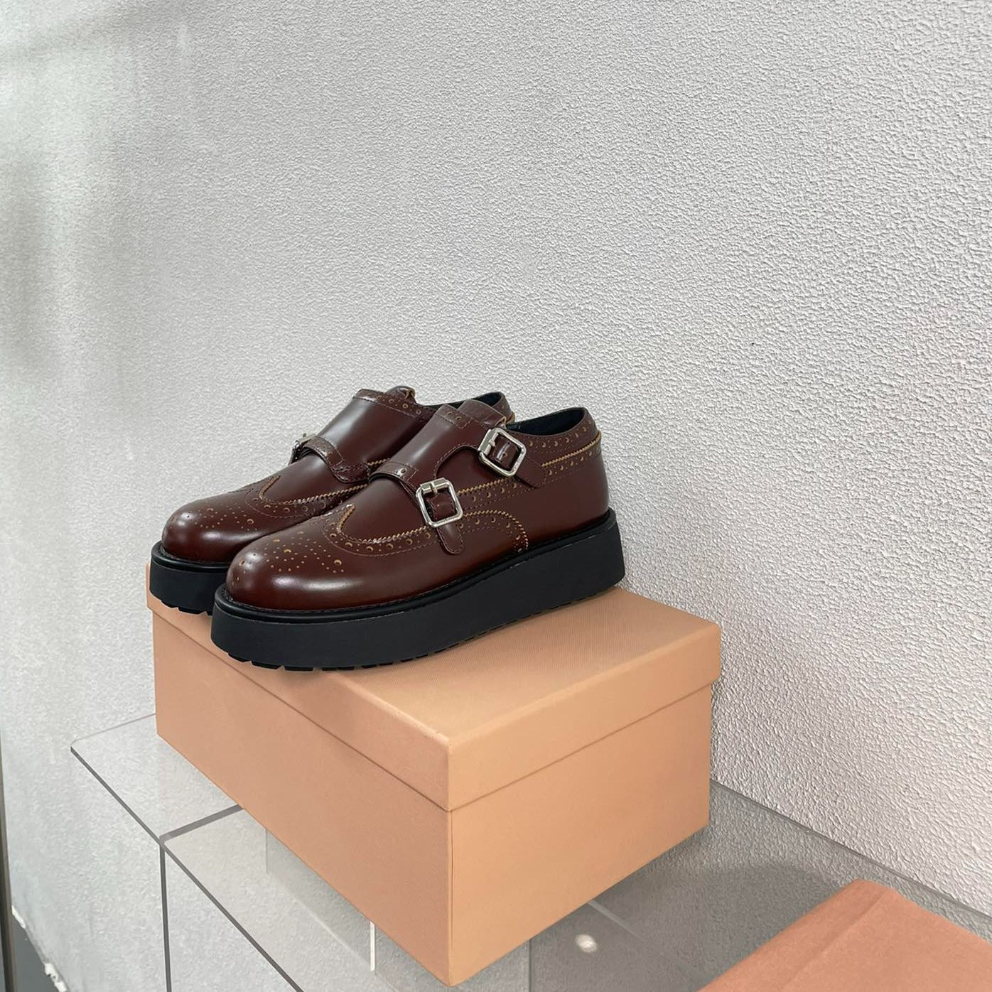 Baroque Thick-Soled Oxford Shoes Walnut Calfskin - 35