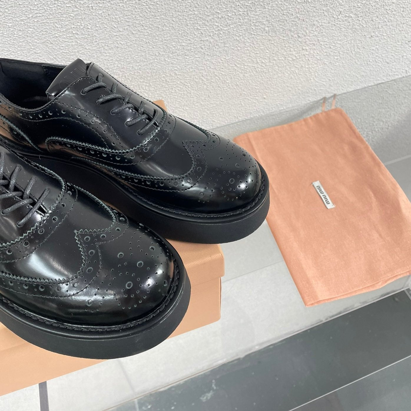 Baroque Thick-Soled Oxford Shoes With Laces Black Calfskin - 35