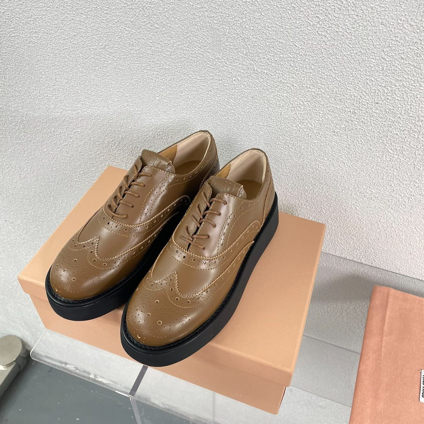 Baroque Thick-Soled Oxford Shoes With Laces Cider Calfskin - 35