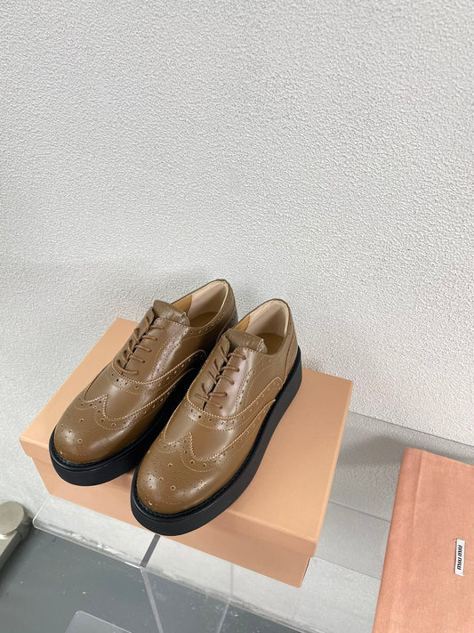 Baroque Thick-Soled Oxford Shoes With Laces Cider Calfskin - 35