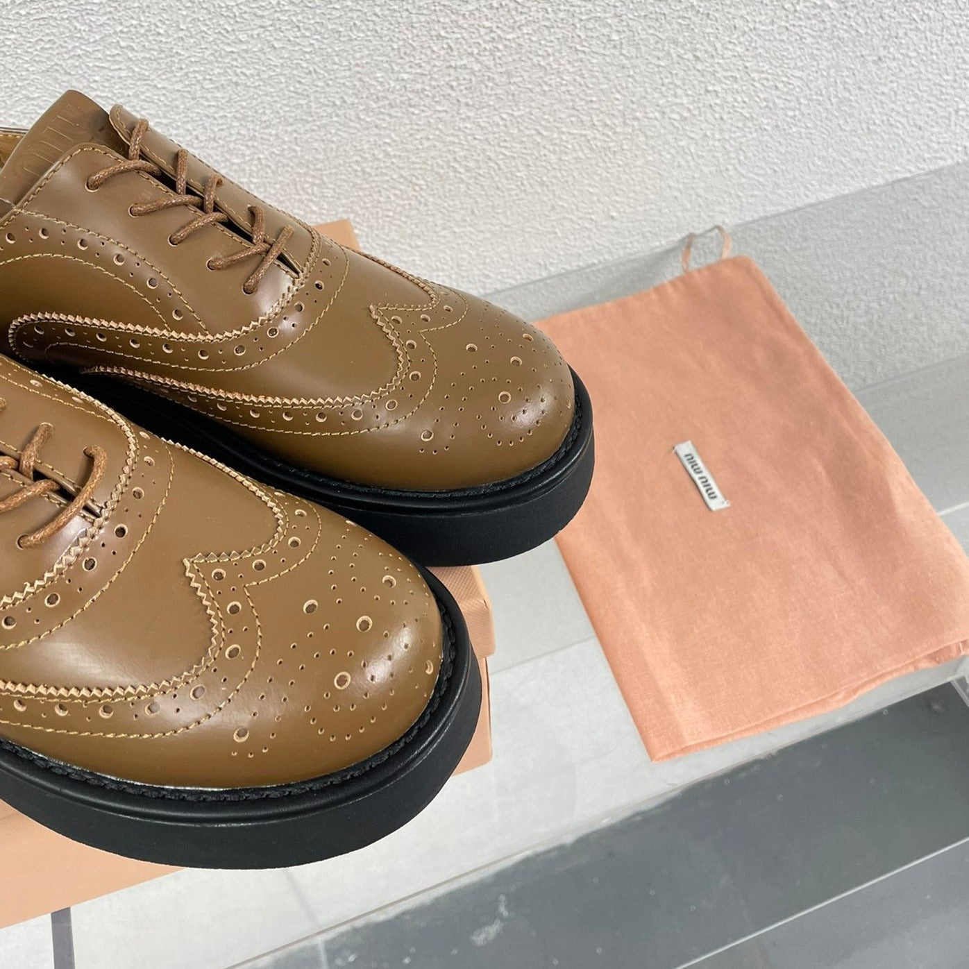 Baroque Thick-Soled Oxford Shoes With Laces Cider Calfskin - 35