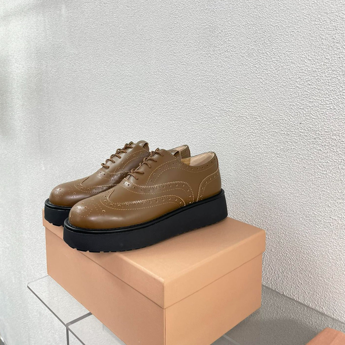 Baroque Thick-Soled Oxford Shoes With Laces Cider Calfskin - 35
