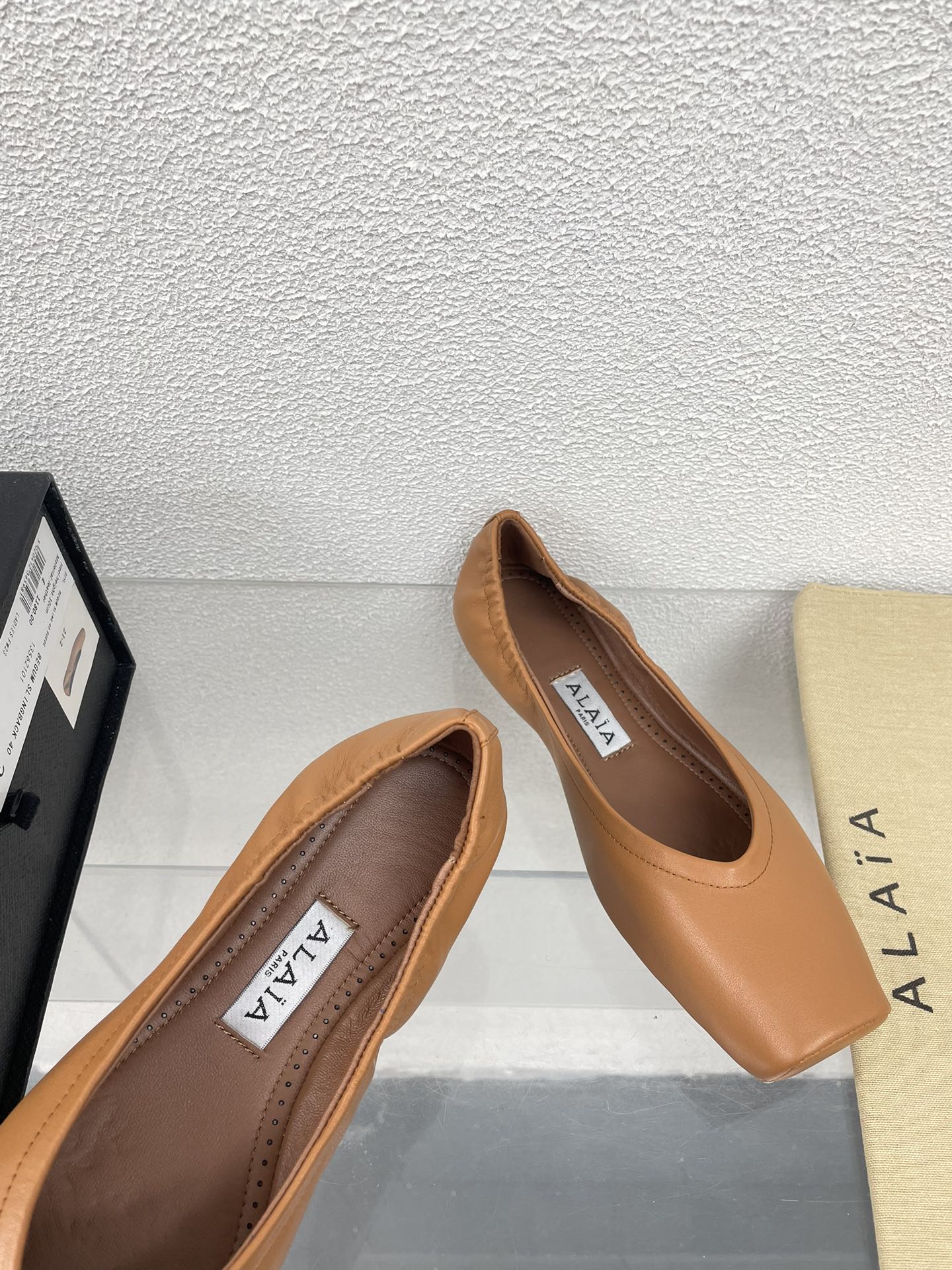 ALAIA BALLET FLATS IN COPPER BROWN CALFSKIN - 34