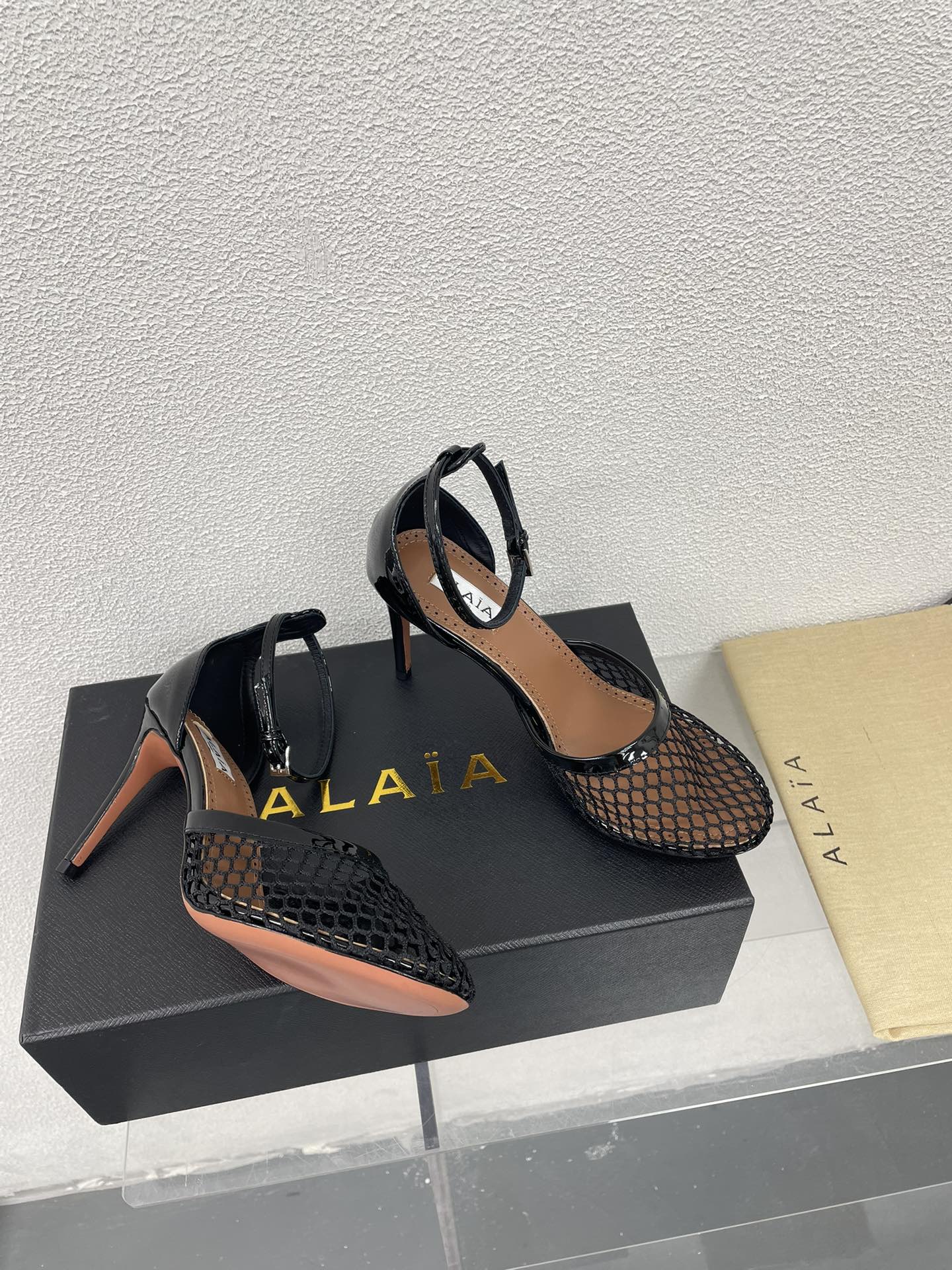 ALAIA HIGH FISHNET 9 CM PUMPS IN BLACK MESH - 34