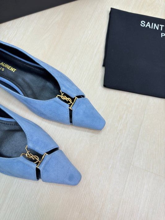 BABYLONE BALLET FLAT IN SKY BLUE SUEDE - 35