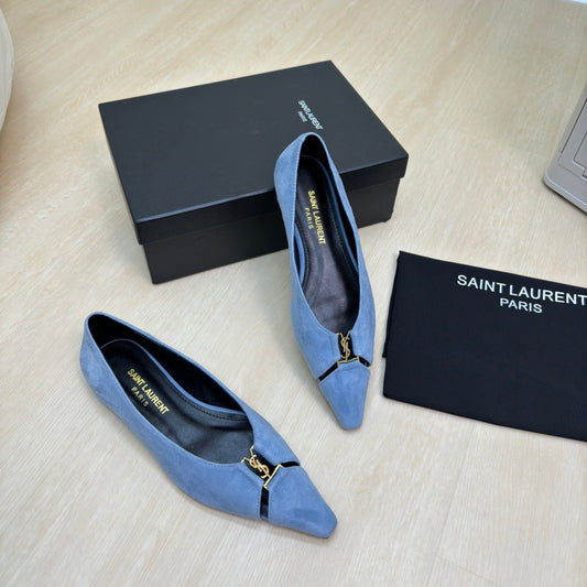 BABYLONE BALLET FLAT IN SKY BLUE SUEDE - 35