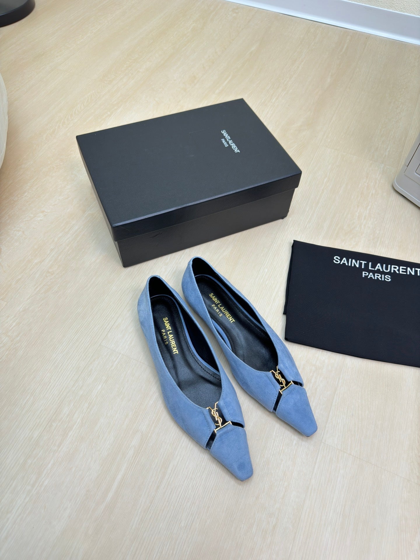BABYLONE BALLET FLAT IN SKY BLUE SUEDE - 35