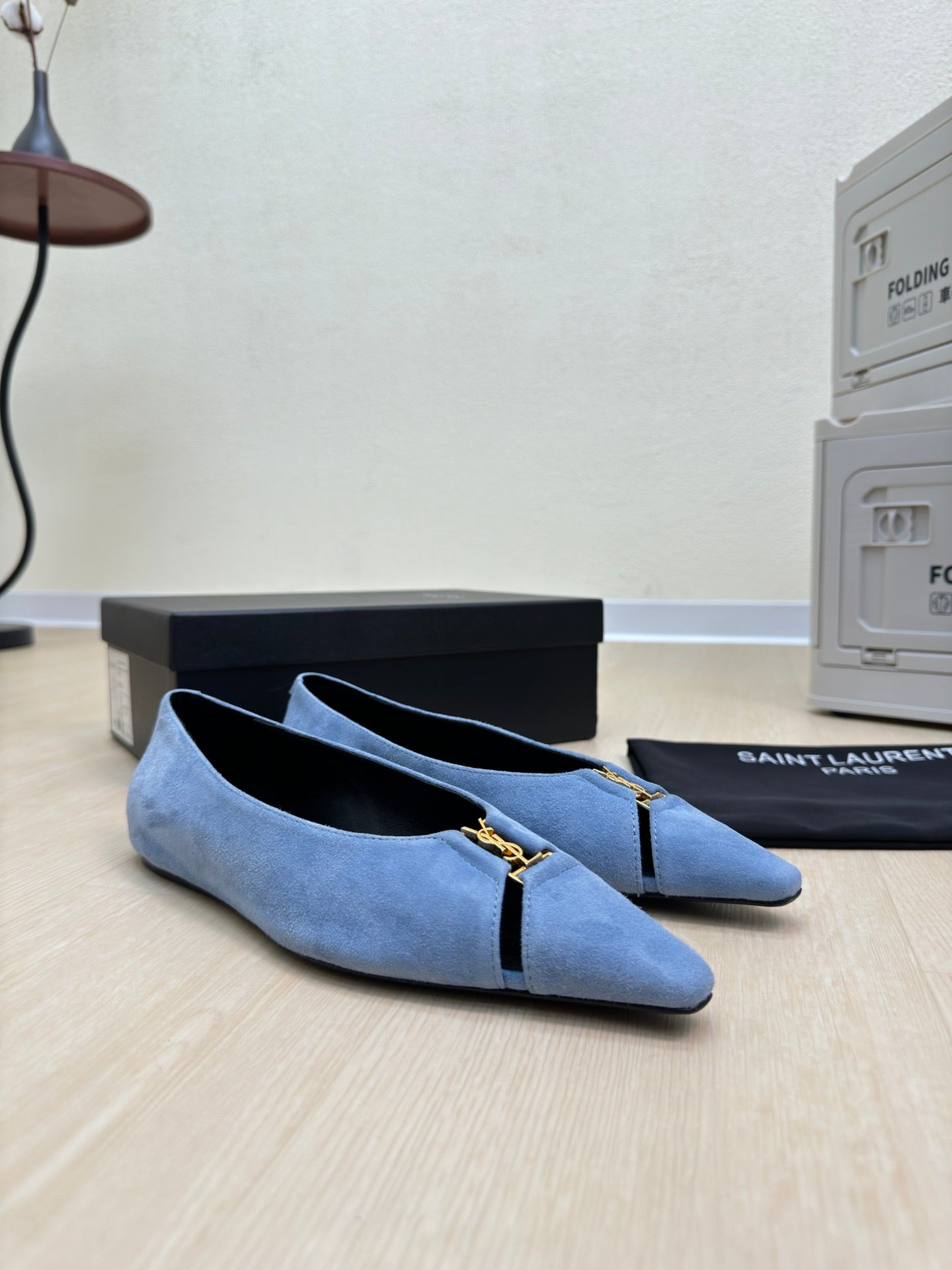 BABYLONE BALLET FLAT IN SKY BLUE SUEDE - 35