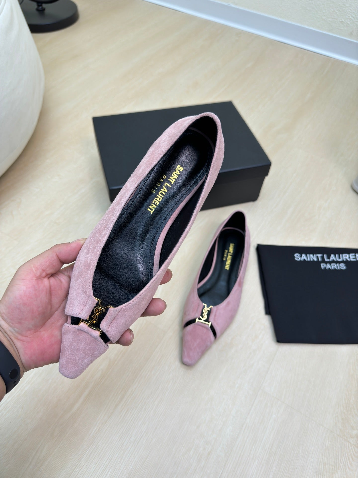 BABYLONE BALLET FLAT IN LIGHT PINK SUEDE - 35