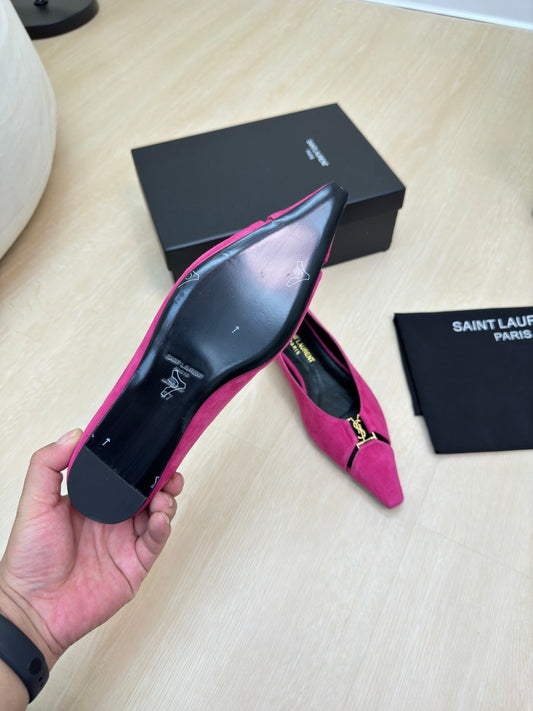 BABYLONE BALLET FLAT IN BRIGHT PINK SUEDE - 35