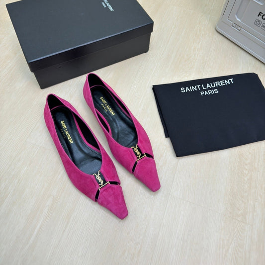 BABYLONE BALLET FLAT IN BRIGHT PINK SUEDE - 35