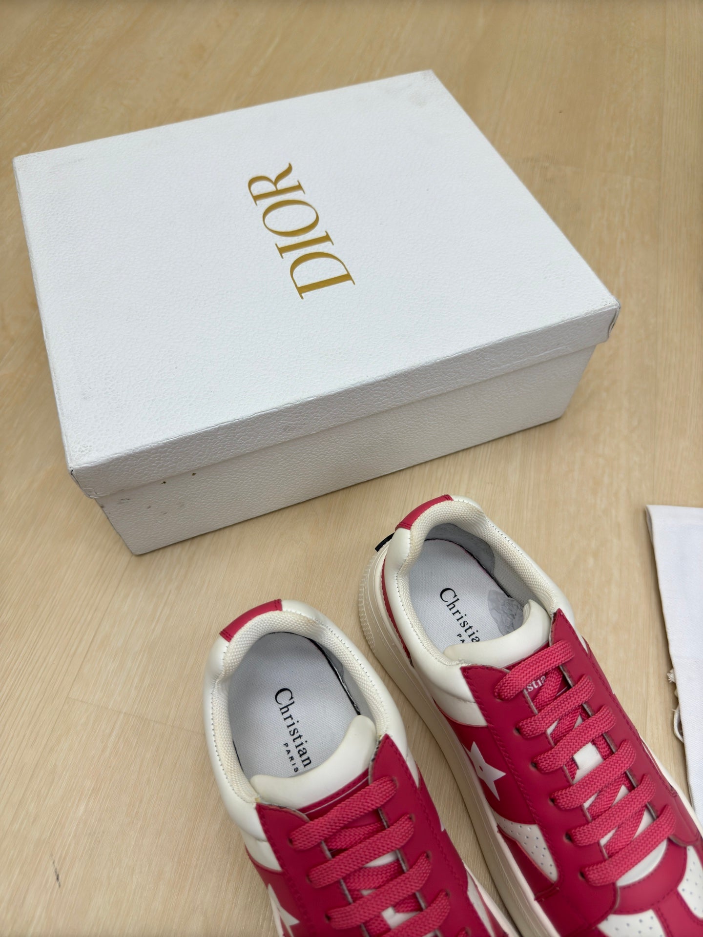 STAR PLATFORM SNEAKER IN WHITE MIX RED PINK CALFSKIN - 35