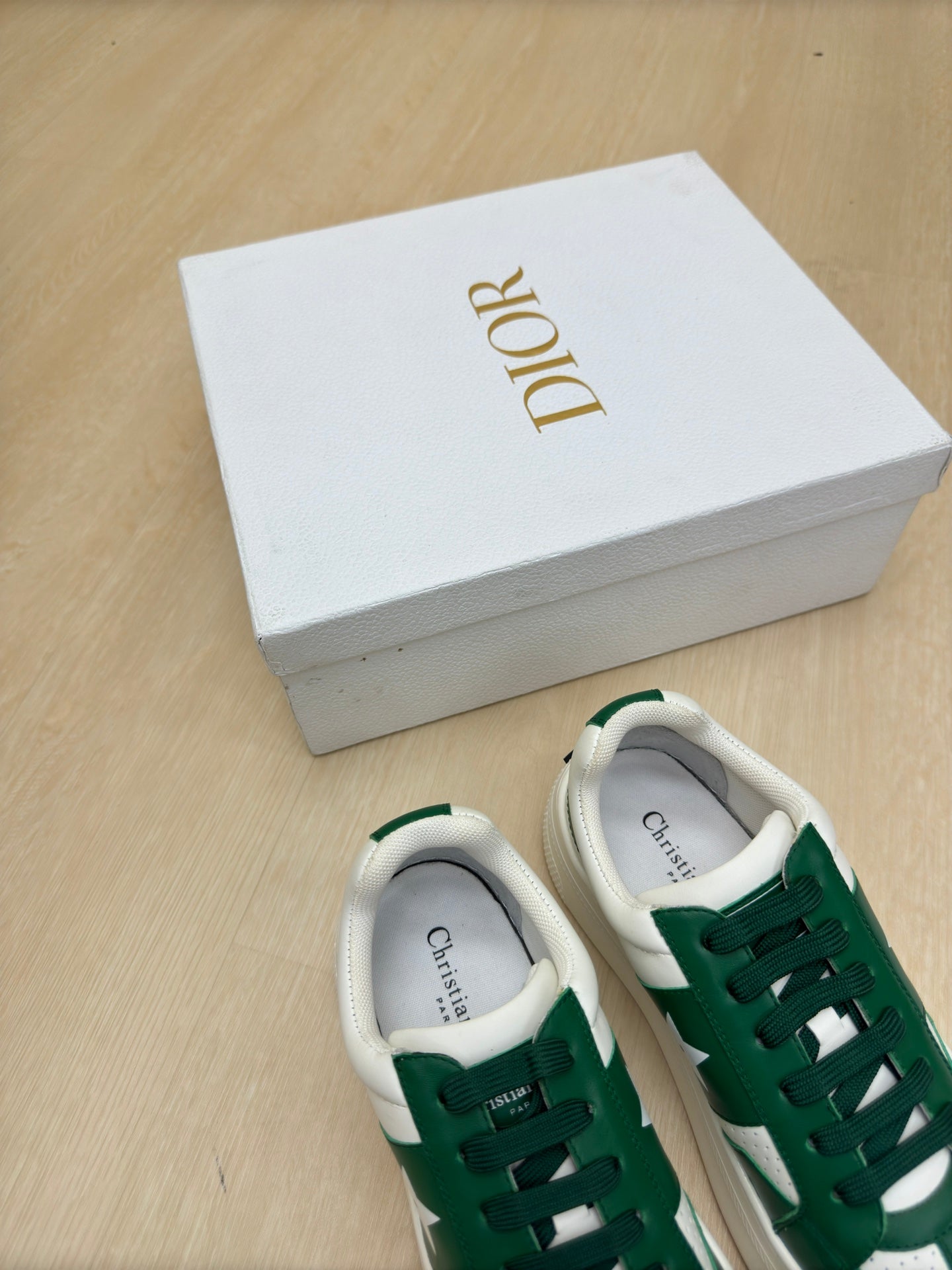 STAR PLATFORM SNEAKER IN WHITE MIX EMERALD GREEN CALFSKIN - 35
