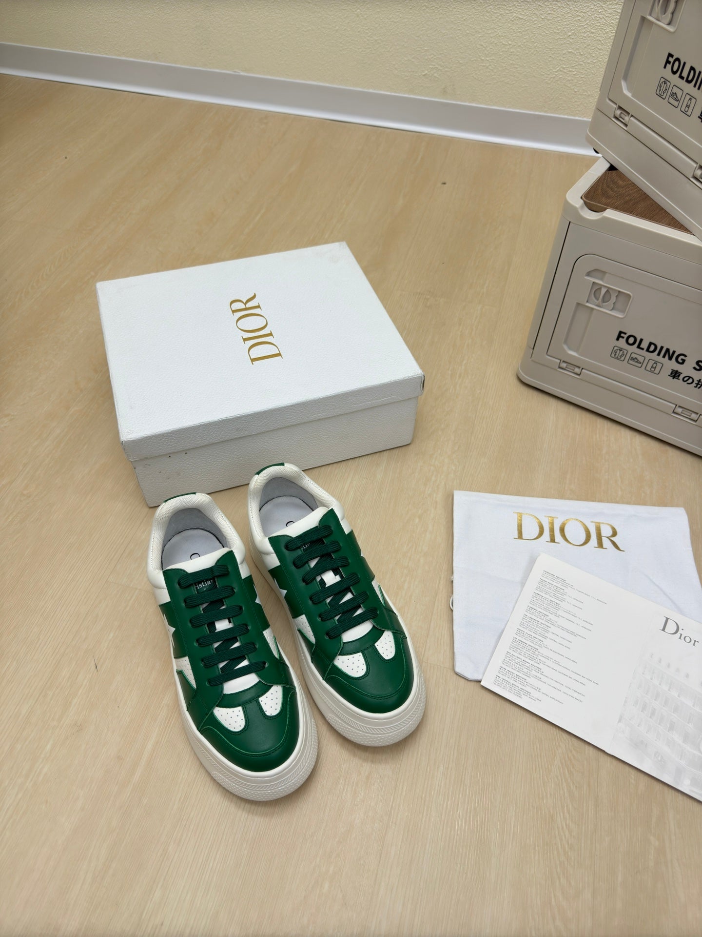 STAR PLATFORM SNEAKER IN WHITE MIX EMERALD GREEN CALFSKIN - 35