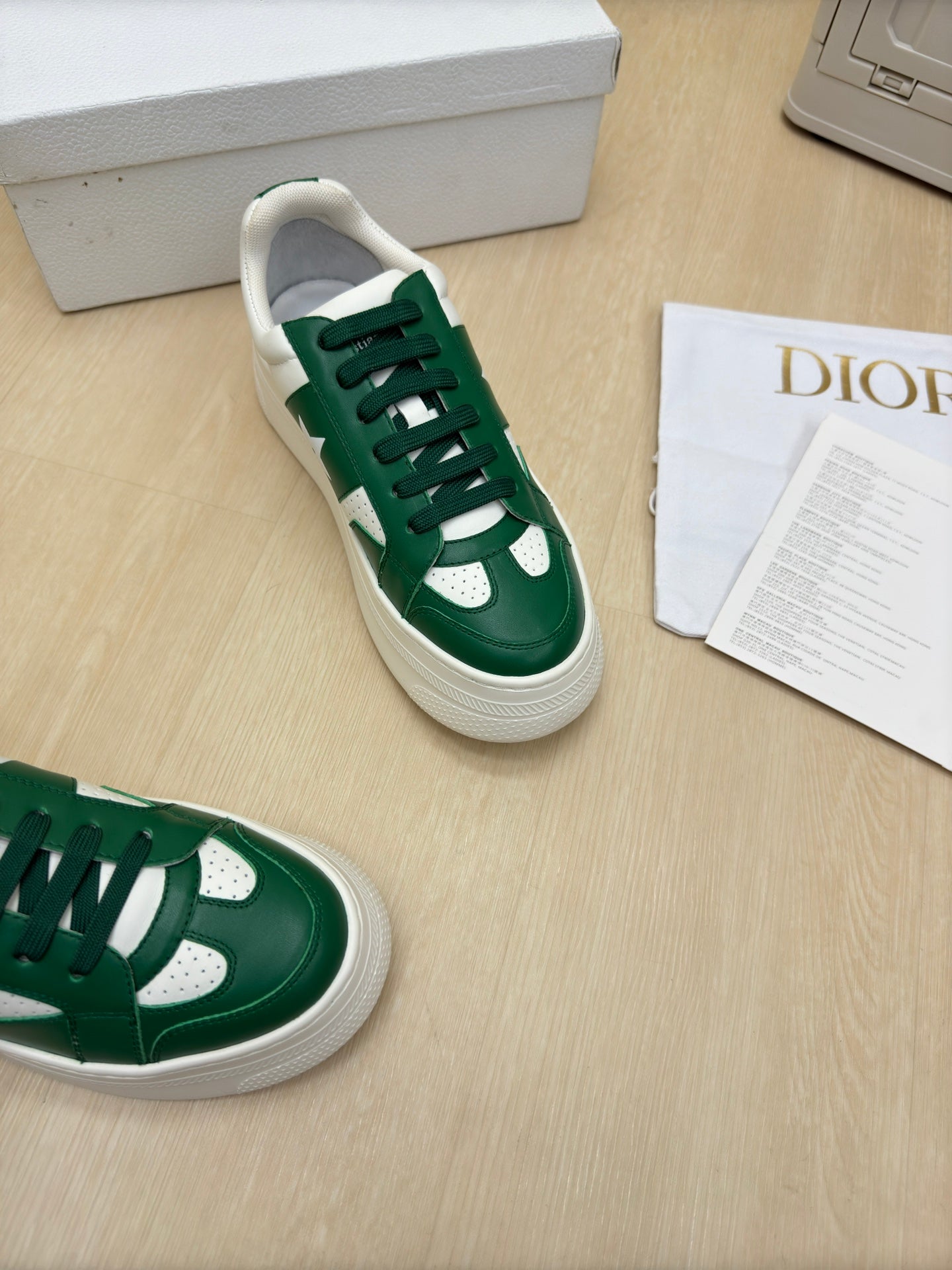 STAR PLATFORM SNEAKER IN WHITE MIX EMERALD GREEN CALFSKIN - 35