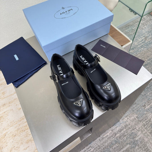 PRADA 25S ТУФЛІ-МЕРІ ДЖЕЙН НА ПЛАТФОРМІ З ЧОРНОЇ ТЕЛЯЧОЇ ШКІРИ СТИЛЬ 3 - 35