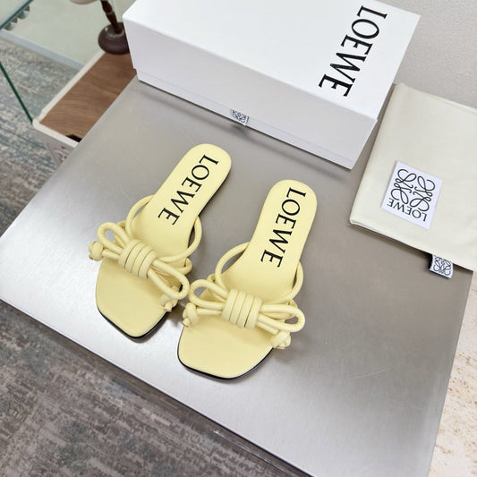 LOEWE 26S БОСОНІЖКИ FLAMENCO KNOT З ТЕЛЯЧОЇ ШКІРИ КОЛЬОРУ МАСЛЯНО-ЖОВТИЙ