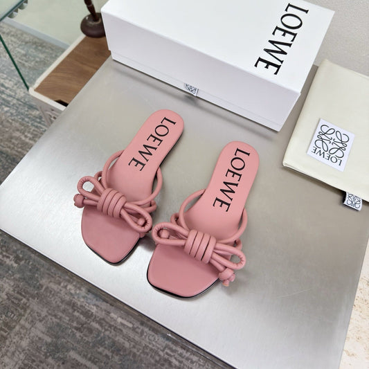 LOEWE 26S БОСОНІЖКИ FLAMENCO KNOT З РОЖЕВОЇ ТЕЛЯЧОЇ ШКІРИ