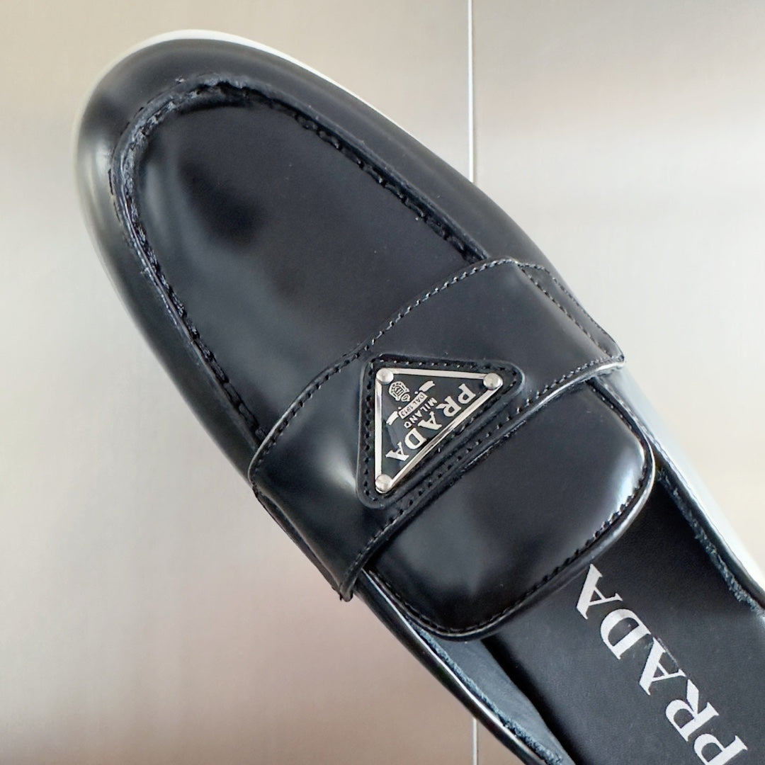 Pra Black Leather Mule 25mm Rubber Sole - 35